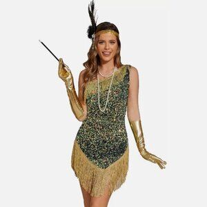 Women's 1920s Gatsby Flapper Dress Sequin Party Dress, Small